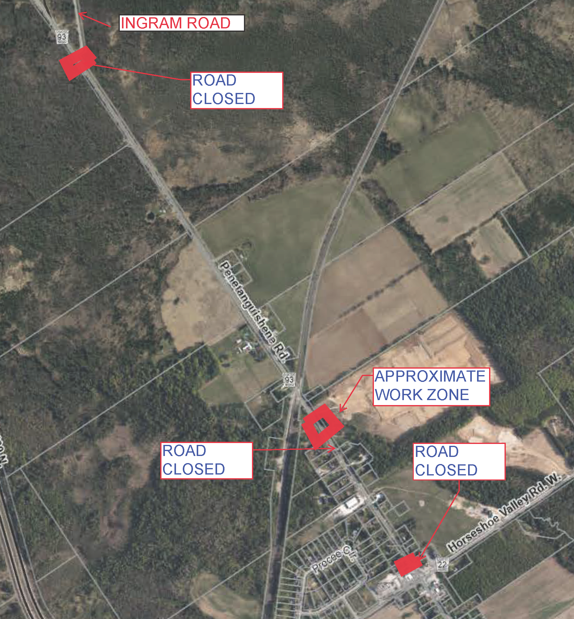 Craighurst Crossing Road Closure Map